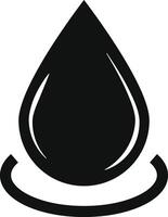 Black water drop creating ripples icon. black water droplet icon with glossy highlight. oil drop or liquid drop icon. droplet symbol representing purity vector