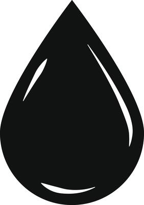 black water droplet icon with glossy highlight. oil drop or liquid drop icon. droplet symbol representing purity. Tear and oil symbols. water conservation themes