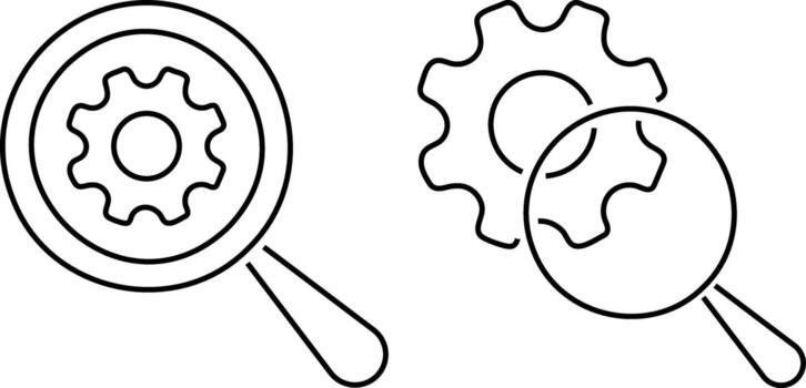 search engine optimization seo icon. Magnifying glass gear search engine. optimization seo settings configuration icons. gear icon vector