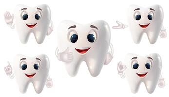 cartoon teeth characters with smiling faces vector