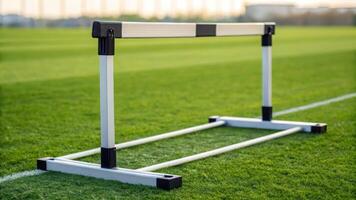 Hurdle outdoor activity. hurdle outdoor activity field grass sport equipment athletics training competition track exercise fitness obstacle photo