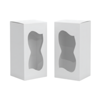 Two white cardboard boxes with a transparent window on a transparent background png