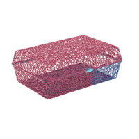 Intricate red and blue wireframe box, unique abstract design, isolated on a transparent background png