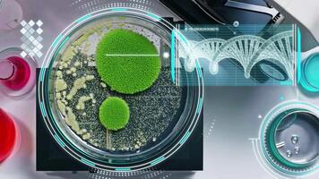 Laboratory analysis of algae samples with a futuristic DNA interface video