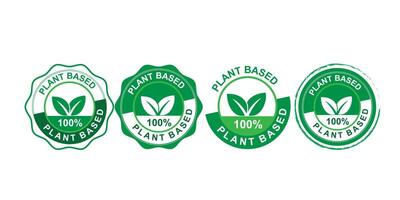 Vegan Friendly 100 Percent Plant Based Icons for Packaging Use vector