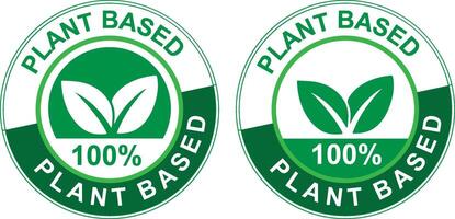 Plant Based 100 Percent Labels for Vegan and Natural Products vector