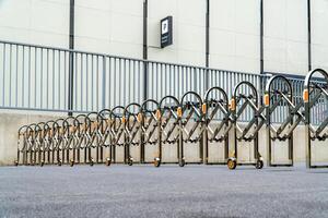 Movable and portable street fence for preventing cars entering the restricted area. photo