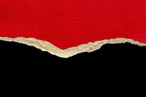 Red ripped paper torn edges strips isolated on black background 1 photo