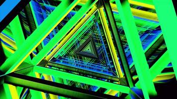 A green and blue abstract image of a triangle tunnel VJ loop background video