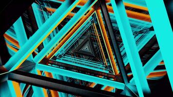 A digital art image of a triangle with blue and orange lines VJ loop tunnel background video