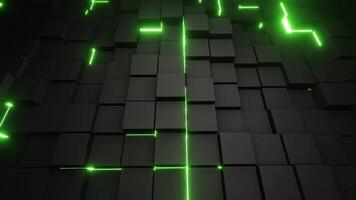Dark metal cubes with green led light VJ loop background video