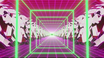 Mountain with led green square VJ loop video