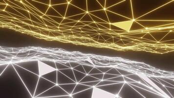 Abstract lines and triangles in gold and white digital constealltion VJ loop background video