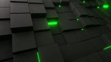 A black moved cube background with green neon lights VJ loop video