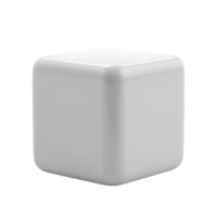 Modern minimalistic white cube with rounded edges on a transparent background png
