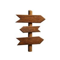 Wooden Directional Arrow Signpost Isolated on White Background photo