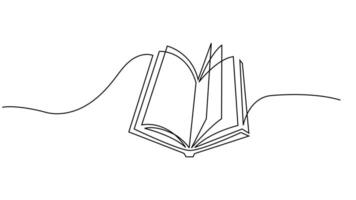 Animated continuous one line drawing of an open book creating itself in real time. Minimalist animation perfect for education, school supplies, learning video