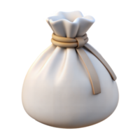 Cartoon Style 3D White Money Pouch with Matte Finish and String Tie png