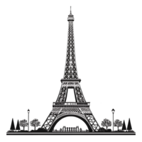 clássico Preto e branco silhueta do a eiffel torre png