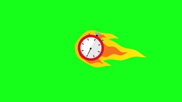 A clock with a red face and a yellow face on a green background video