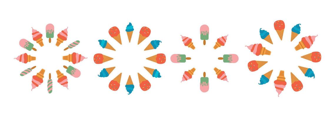 Colorful Ice Cream Cones and Popsicles Frame set. Ideal for summer themes, dessert lovers, and creative designs.