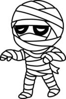 Chibi Mummy Boy Halloween Costume Coloring Page vector
