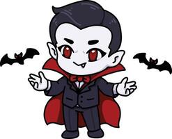 Chibi Vampire Boy Halloween Costume vector