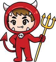 Chibi Devil Boy Halloween Costume vector