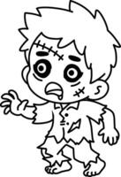 Chibi Zombie Boy Halloween Costume Coloring Page vector