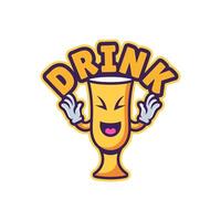 Cheerful Drink Mascot with 'DRINK' Label and Raised Hands vector