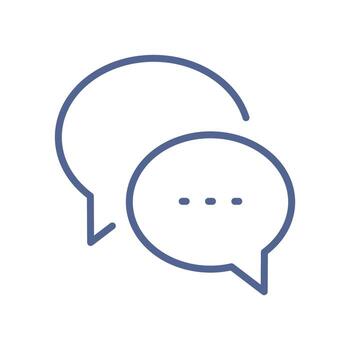 Conversation icon, minimal speech bubble symbol, communication element, dialog concept, social interaction, idea sharing, team discussion, verbal feedback exchange line flat illustration. vector