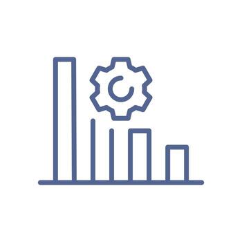 analítica icono, mínimo gráfico diagrama símbolo, actuación medición, estadística indicador, proceso eficiencia, estratégico datos seguimiento, negocio tablero componente línea plano ilustración. vector