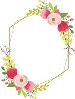 Elegant Burgundy Rose and Gold Frame with Wildflowers and Decorative Foliage vector