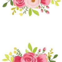 Maroon Red Rose Floral Arrangement on the Edge with Greenery and Wildflowers vector