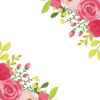 Elegant Burgundy Rose Garland Placed Along the Border with Leaves and Branches vector