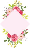 Romantic Maroon Roses with Wildflowers and Branches Forming a Beautiful Frame vector
