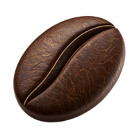 3D A coffee bean icon in dark brown with texture. isolated on a transparent background png