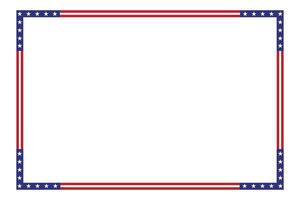American flag theme stripe style rectangular square frame or border template USA red blue for independence day document, invitation decorative 4th July patriotic celebrations vector