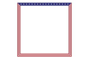 USA flag theme style rectangular square frame or border template American red blue for independence day document background, invitation decorative 4th July patriotic celebrations vector