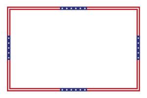American flag theme style stripe rectangular square frame or border template USA red white blue background independence day document, invitation decorative 4th July patriotic celebrations vector