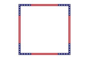American flag stripe theme style rectangular square frame or border template USA red blue for independence day document, invitation decorative 4th July patriotic celebrations vector
