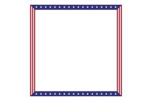 American flag theme style rectangular square frame or border template USA red blue background for independence day document, invitation decorative 4th July patriotic celebrations vector