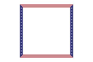 American flag theme style rectangular square border or frame template USA red blue for independence day document, invitation decorative 4th July patriotic celebrations vector