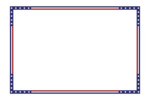 USA flag theme style rectangular square frame or border template American red blue background independence day document, invitation decorative 4th July patriotic celebrations vector