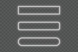 Bright white neon light glow rectangle rounded frame border background with empty space for modern design banner template poster or futuristic glowing decoration vector