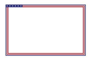 American flag theme style rectangular square frame or border template USA red blue for independence day document, invitation background decorative 4th July patriotic celebrations vector