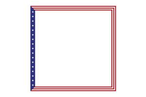 American flag theme style rectangular square frame or border template USA red blue white stripe independence day document, invitation decorative 4th July patriotic celebrations background vector
