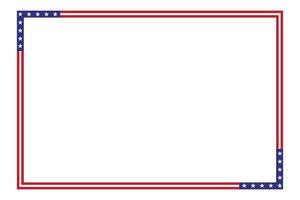 American flag theme style rectangular square border frame template USA red blue for independence day document, invitation decorative 4th July patriotic celebrations vector
