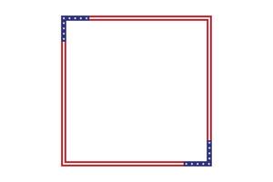 USA flag theme style rectangular square frame or border template American red blue independence day document, invitation decorative 4th July patriotic celebrations vector