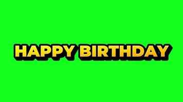 A simple Happy Birthday text animation on green screen video